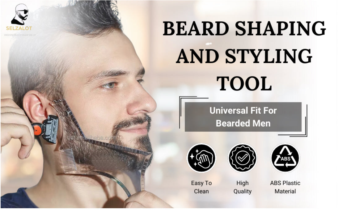Beard Shaper for Men Beard Lineup Tool for Grooming Beard Guide Shaping Tool for Straight & Curve Cut Barber Tools Goatee Shaper Beard Template for Men to Style Facial Hair