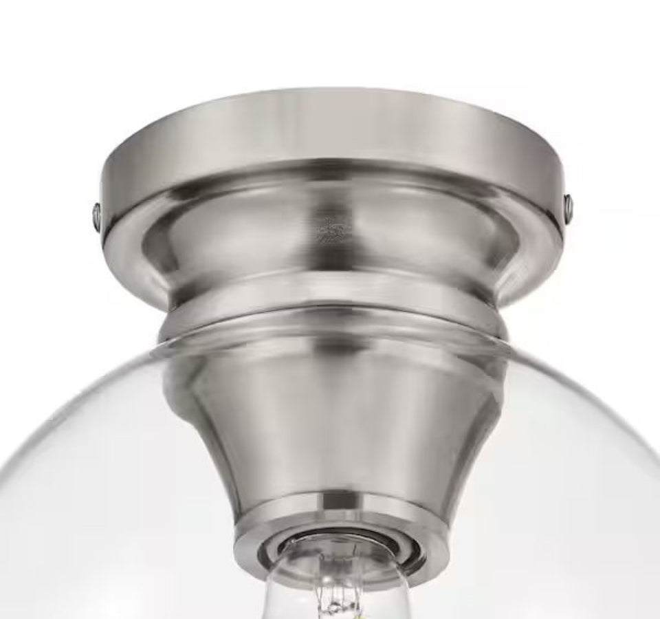 Open Box Home Decorators Collection Evelyn 8 in. Contemporary Brushed Nickel Medium-Base (E26) Bulb Flush Mount for Kitchens