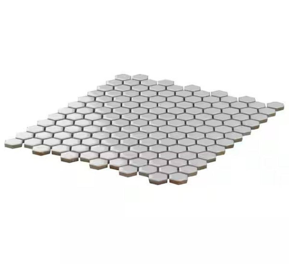 Open Box Bliss Edged Hexagon Sage 10.03 in. x 11.61 in. Tt Porcelain Floor and Wall Mosaic Tile (0.80 Sq. Ft./Each)
