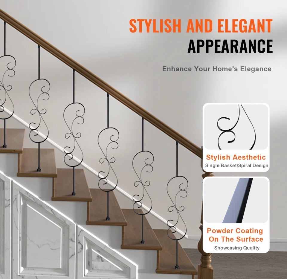 VEVOR Staircase Metal Balusters Decorative Banister Spindles (Set of 5)