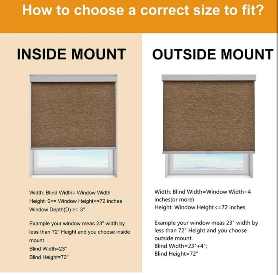 "Persilux Free-Stop Cordless Light Filtering Roller Shades for Windows (Brown 35""W x 72""H) Natural Woven Fabric Thermal Insulation Privacy Roller Blinds for Window Shades for Home, Office, Door, Patio"