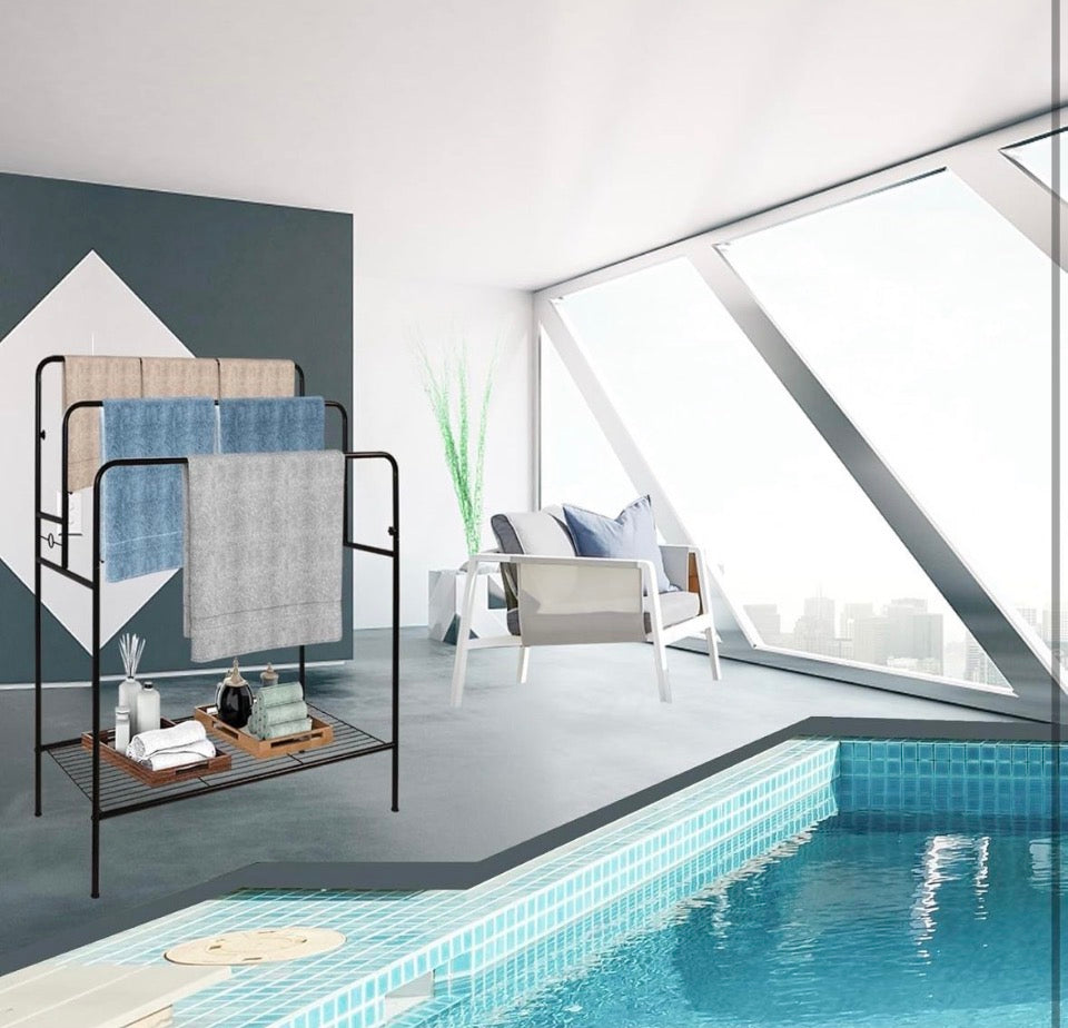 WeGXY Store Plus Size Towel Stand for Bathroom, Towel Drying Rack Freestanding, 3 Tier Pool Towel Rack Outdoor, Quilt Rack Stand for Living Room, Blan