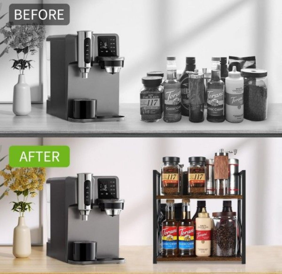 Brand New YINMIT Countertop Shelf Organizer, Coffee Bar Accessories Organizer, Spice Rack Organizer, Coffee Counter Shelf Organizer, 2 Tier Coffee Org
