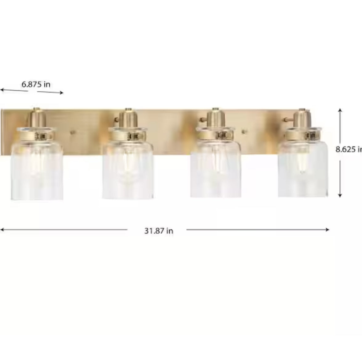 Progress Lighting Calhoun Collection 30-1/4 in. 4-Light Gold Vintage Brass Clear Glass Farmhouse Urban Industrial Bathroom Vanity Light