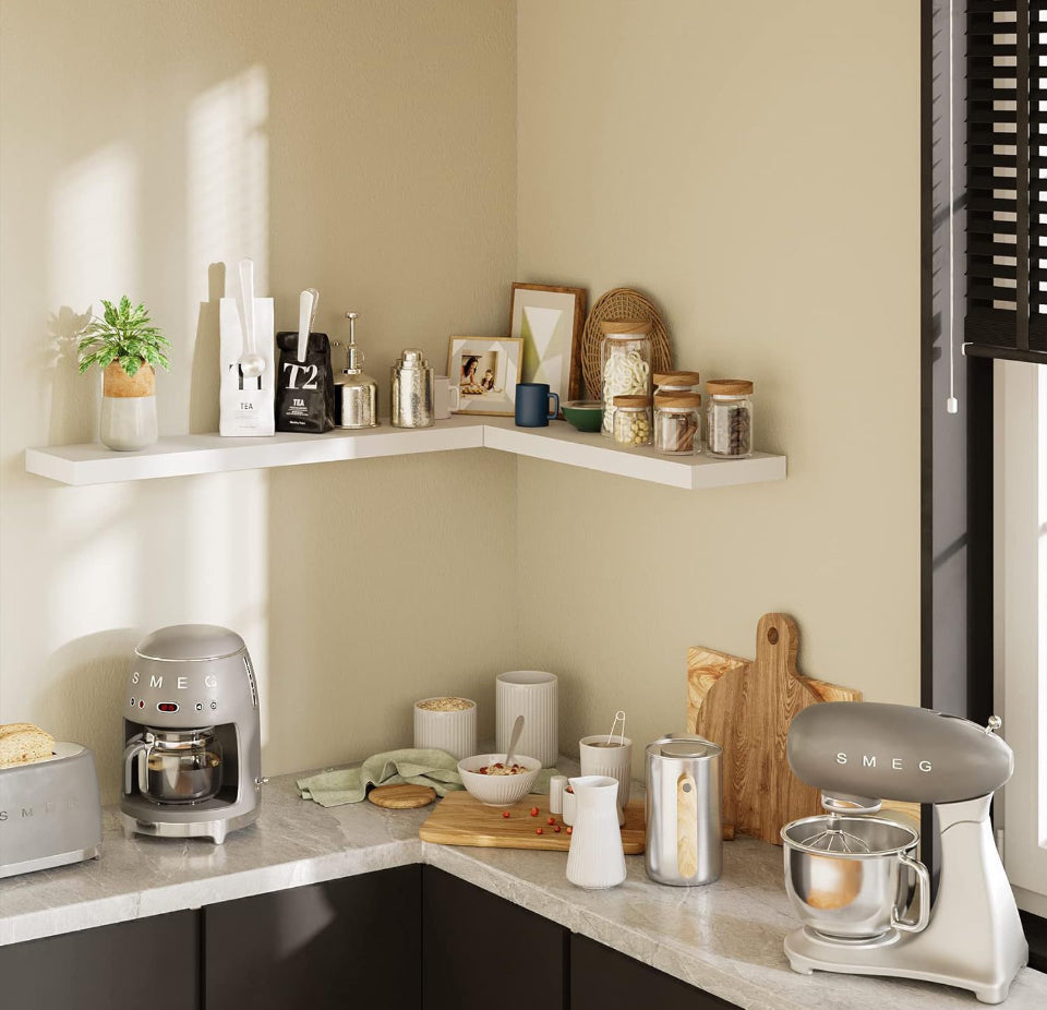 BAMEOS Floating Shelf,Wall Shelf, Decor Wall Mounted Shelves, Hanging Shelf Set for Bathroom Kitchen Living, Kitchen, Room Bedroom Storage White - Selzalot