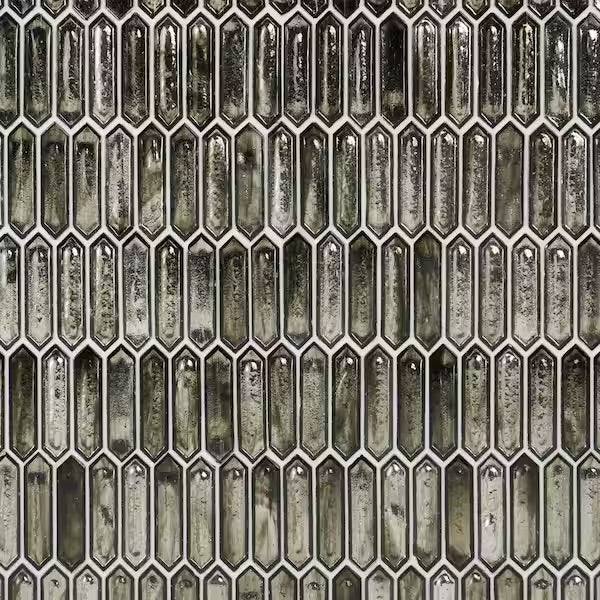 Sealed New Ivy Hill Tile Fargin Platinum Moss Elongated Hexagon 12 in. x 10 in. x 7mm Polished Glass Mosaic Tile (0.82 sq. ft.)