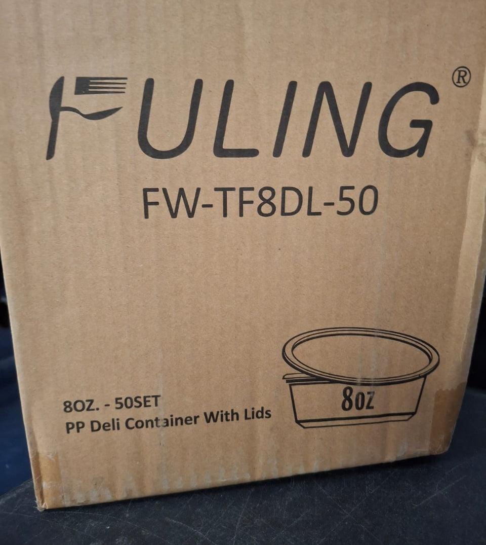 FULING [50 Set - 8 oz. Plastic Deli Food Storage Containers With Lids