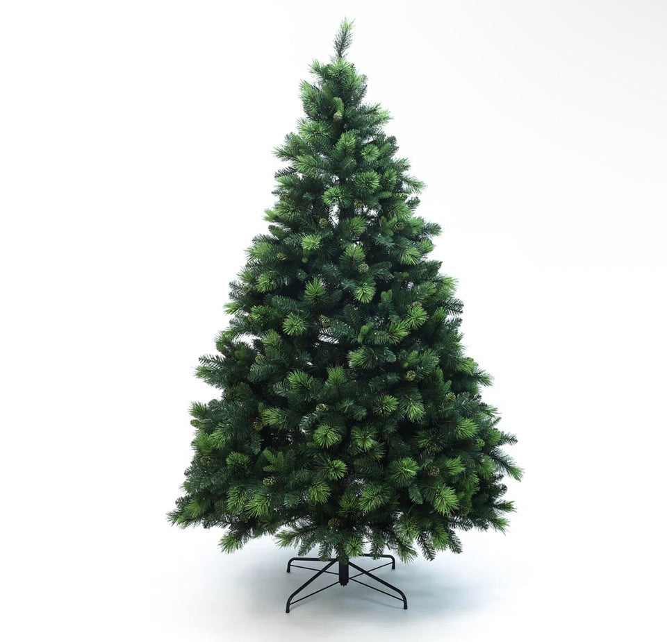 Canora Grey 7.5Ft Pre-Lit Green Full Artificial Pine Christmas Tree with Metal Stand