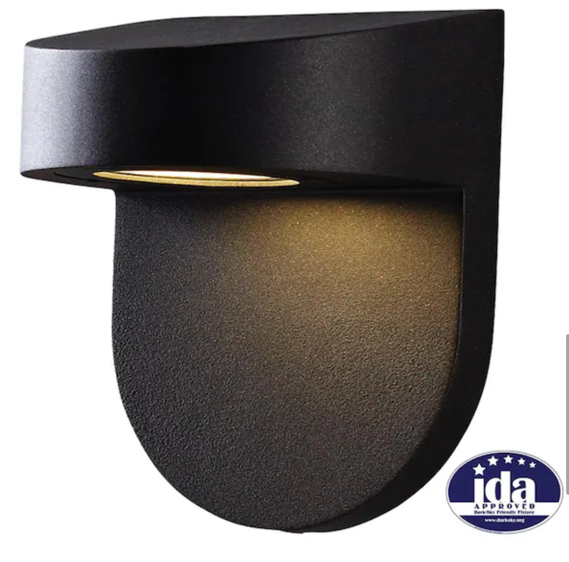 Hampton Bay 6.1 in. Black LED Outdoor Wall Lantern Sconce with Frosted Glass