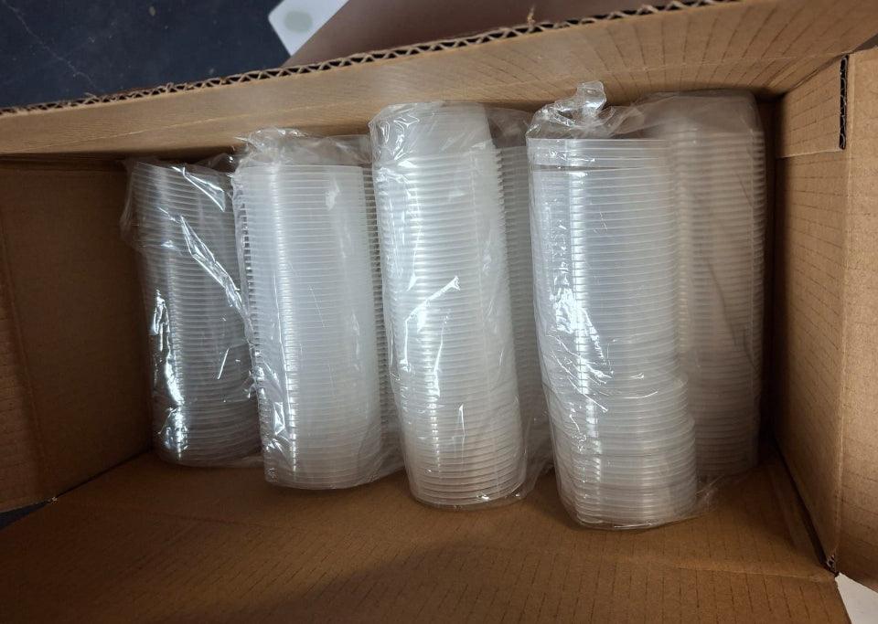 Open Box Didaey 300 Pcs 2 oz Plastic Dressing Containers Clear Portion Cups Small Condiment Containers with Lids Hinged Airtight Souffle Cups Disposab