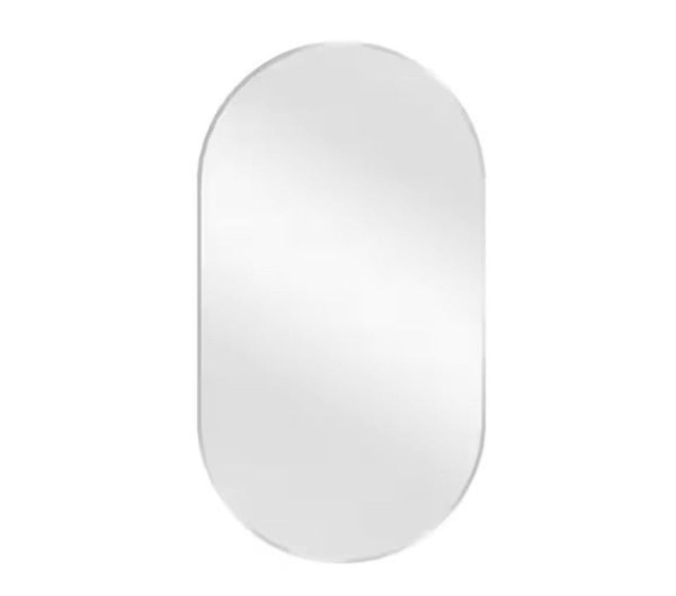 Open Box Glacier Bay 18 in. W x 30 in. H Aluminum Oval Shape Framed Wall Bathroom Vanity Mirror in Silver (Screws Not Included)
