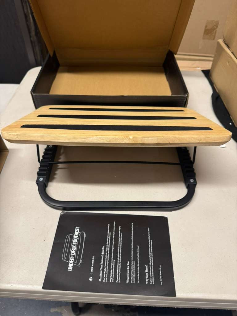 COREMINDED Adjustable Under Desk Foot Stool - Ergonomic Foot Rest with 7 Angles - Natural