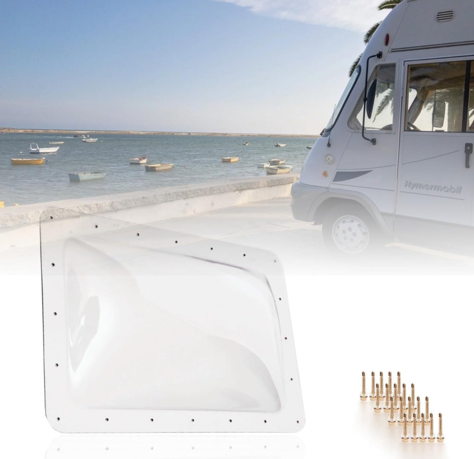 Clear Beleeb RV Skylight replacement dome 18x26 inches with screws for standard 14x22 inch openings on campers and motorhomes