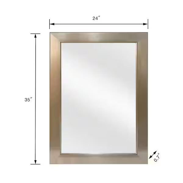 Open Box Glacier Bay 24 in. W x 35 in. H Rectangular PS Framed Wall Bathroom Vanity Mirror in Brushed Nickel (Screws Not Included)