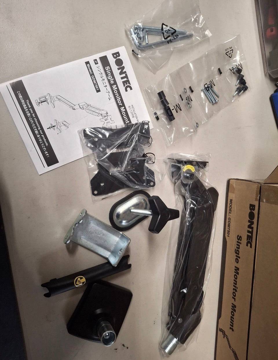 Open Box New BONTEC Monitor Arm for 15–34 Inch Screens, Ergonomic Gas Spring Single Monitor Mount, Full Motion Desk Stand with Tilt Swivel Rotation, V