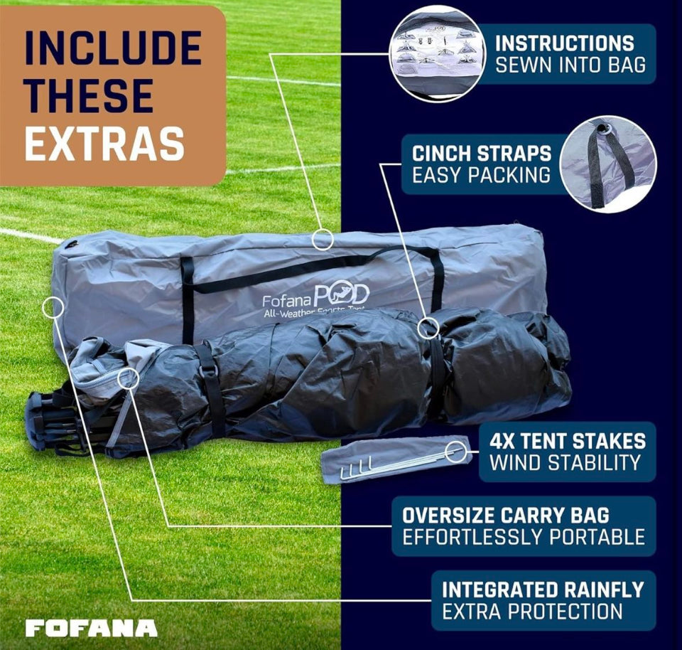 Used FOFANA MultiPod - Pop-Up All-Weather Sports Tent - Multipurpose Pod 270 View Multi-Person - Sports Mom and Dad Essentials