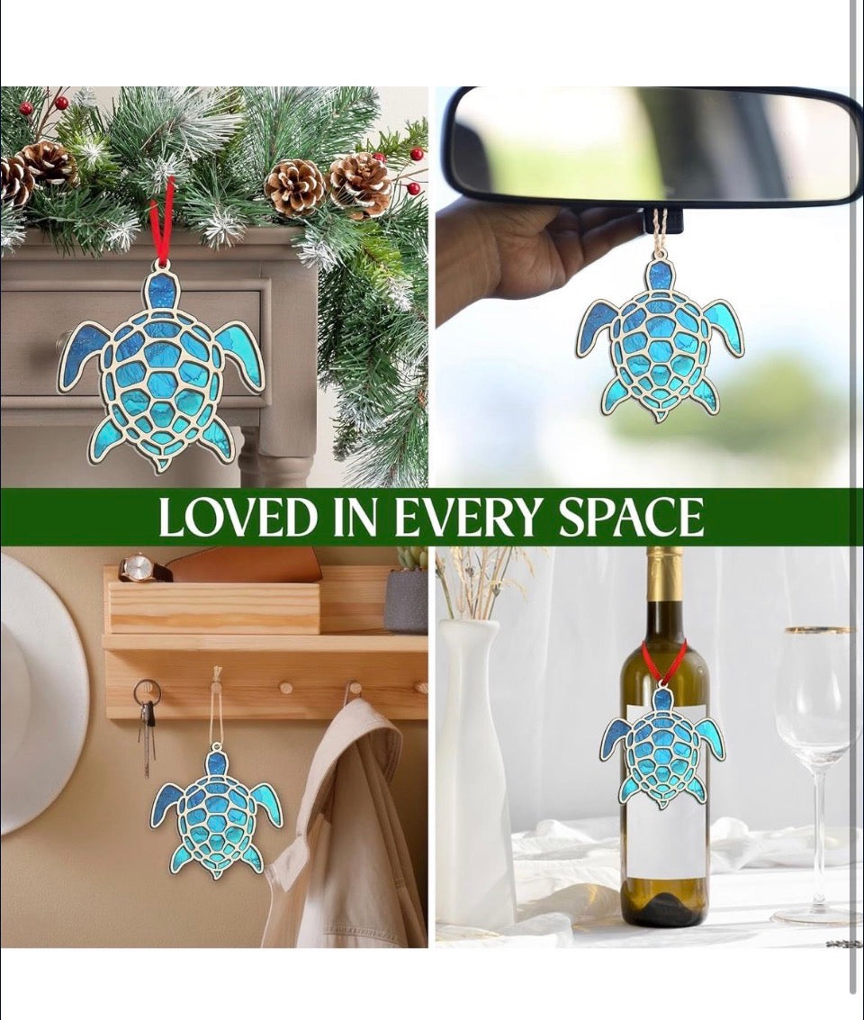 Open Box New FLAGWIX Sea Turtle Gifts for Women Men - Suncatcher Christmas Ornaments 2025 for Tree Decorations - Beach Gifts for Women Mom Animal Love