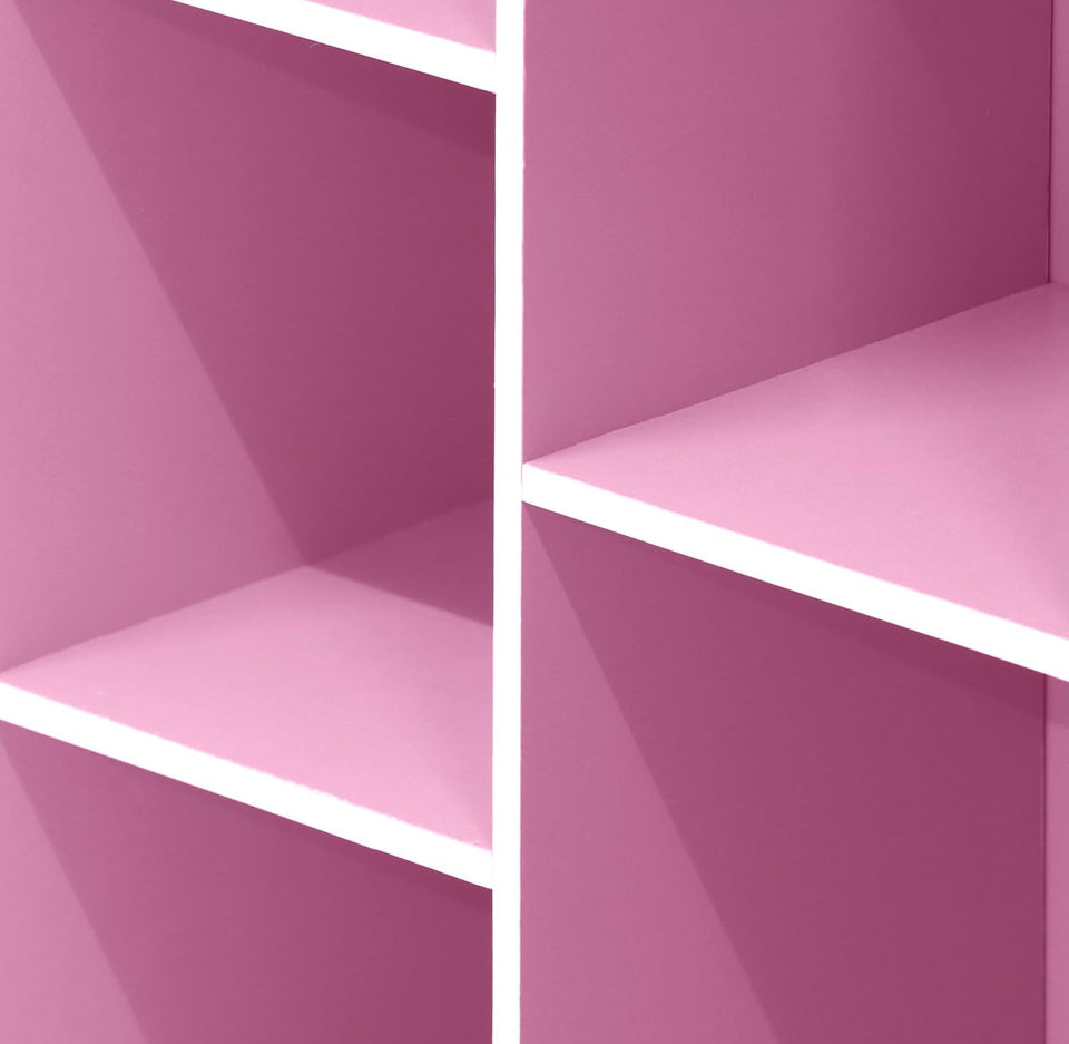 Open Box Furinno Luder Bookcase / Book / Storage , 5-Cube, White and pink