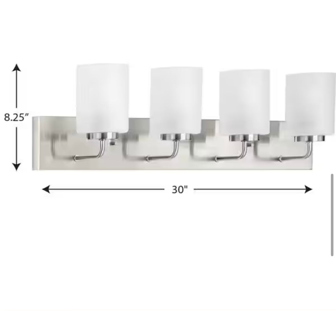 Progress Lighting Merry Collection 30 in. 4-Light Brushed Nickel Etched Glass Transitional Bathroom Vanity Light