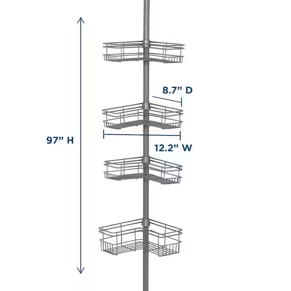 Open Box Glacier Bay Tension Pole Corner Shower Caddy in Satin Nickel
