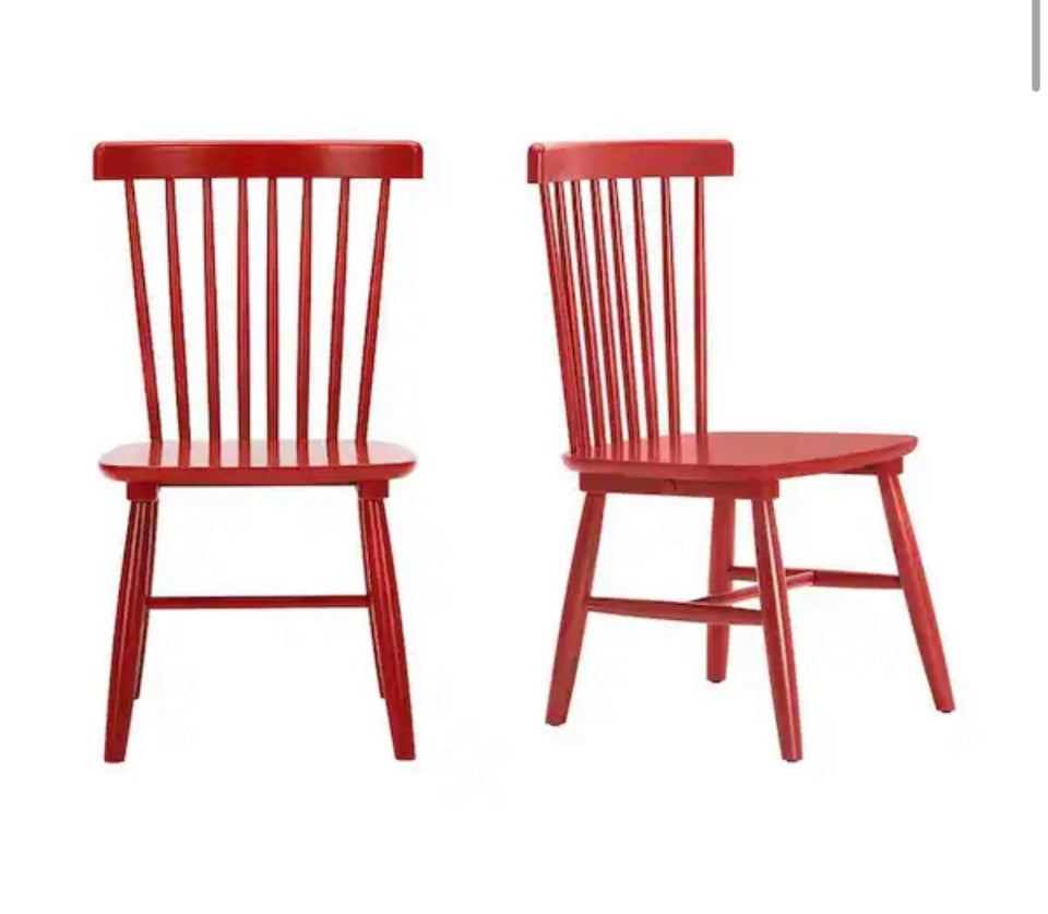 Open box StyleWell Chili Red Windsor Solid Wood Dining Chairs (Set of 2)