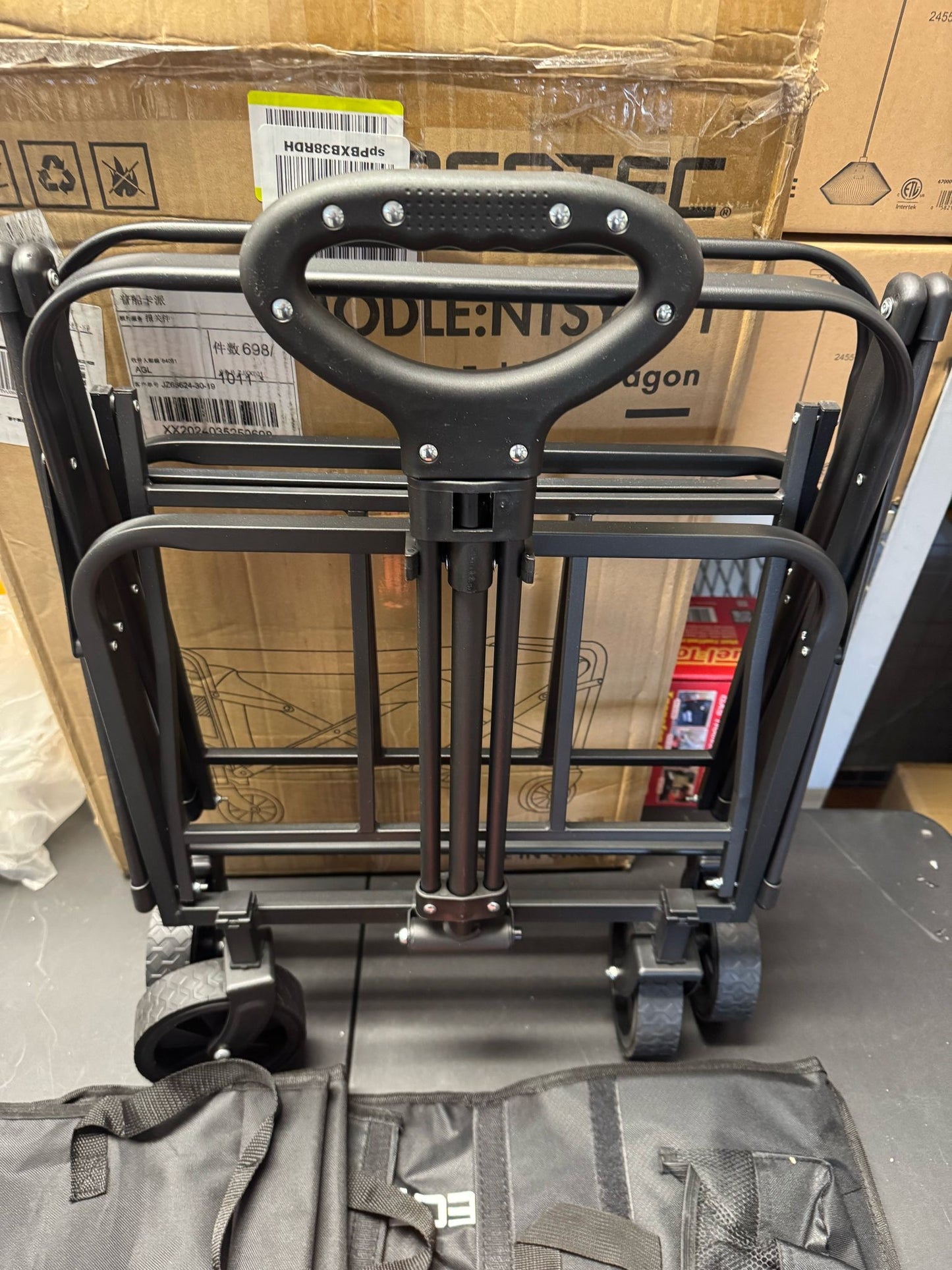 Open Box NEOTEC Collapsible-Folding-Wagon - Wagon Cart Heavy Duty Foldable Outdoor Utility with Silent Universal Wheels, Adjustable Handle for Camping
