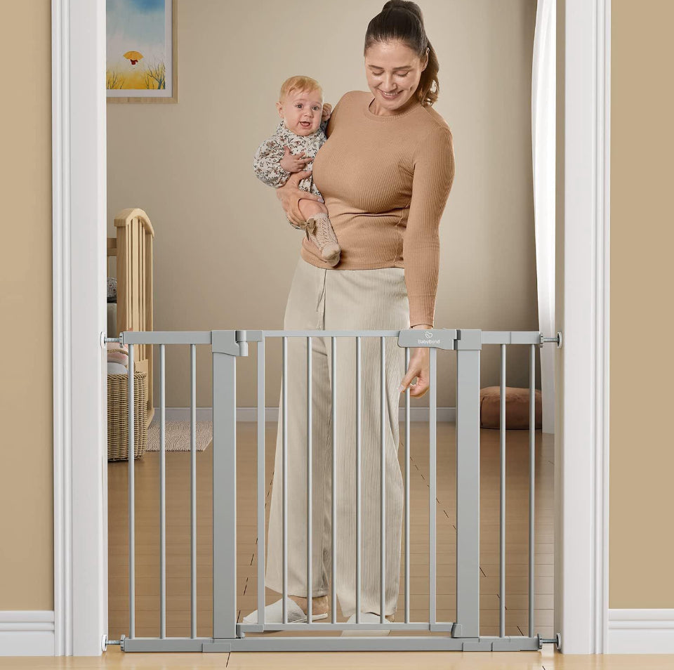 BabyBond Dog Gate for The House 27-43", BabyBond Baby Gate for Stairs, Extra Wide Baby Gates for Doorway, Auto Close Safety Pet Gate, with Extenders a - Selzalot