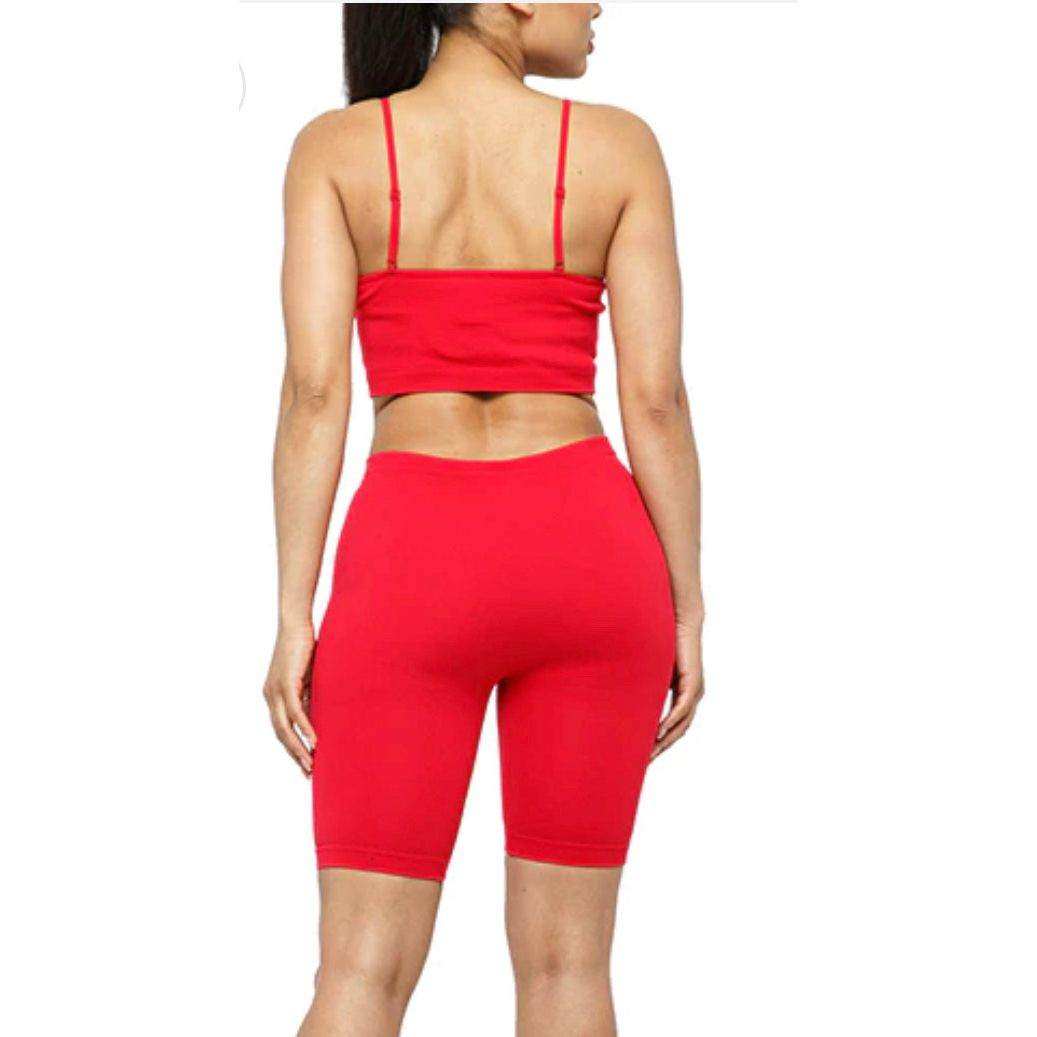 SEAMLESS CROP TANK & BIKER SHORT SET - Selzalot