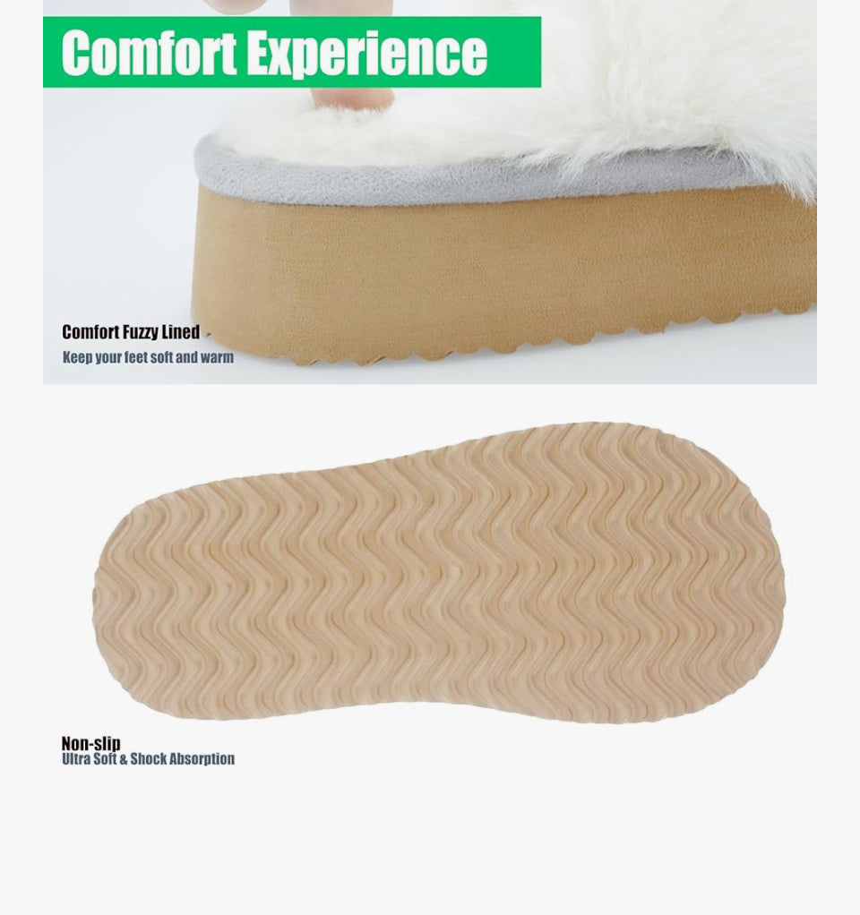 Open Box New Stlozpa Platform Slippers for Women Memory Foam,Fluffy Comfy Soft Warm Slippers for Women, Slip On Plush Bedroom Shoes Women Indoor and O