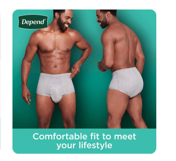 Brand New Depend Fresh Protection Adult Incontinence Disposable Underwear for Men - Maximum Absorbency - Gray