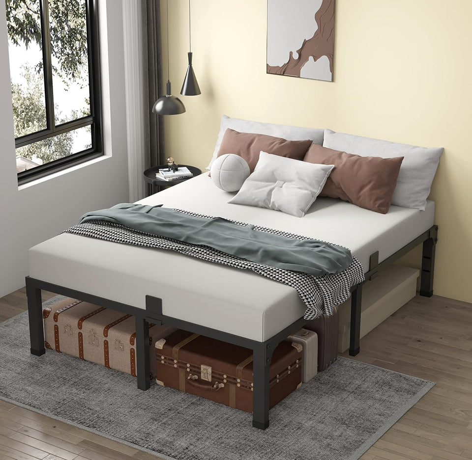 Open Box MAF 14 Inch Metal Platform Full Size Bed Frames, Heavy Duty Black Bed Frame with Steel Slats Support, No Box Spring Needed, Noise Free, Easy