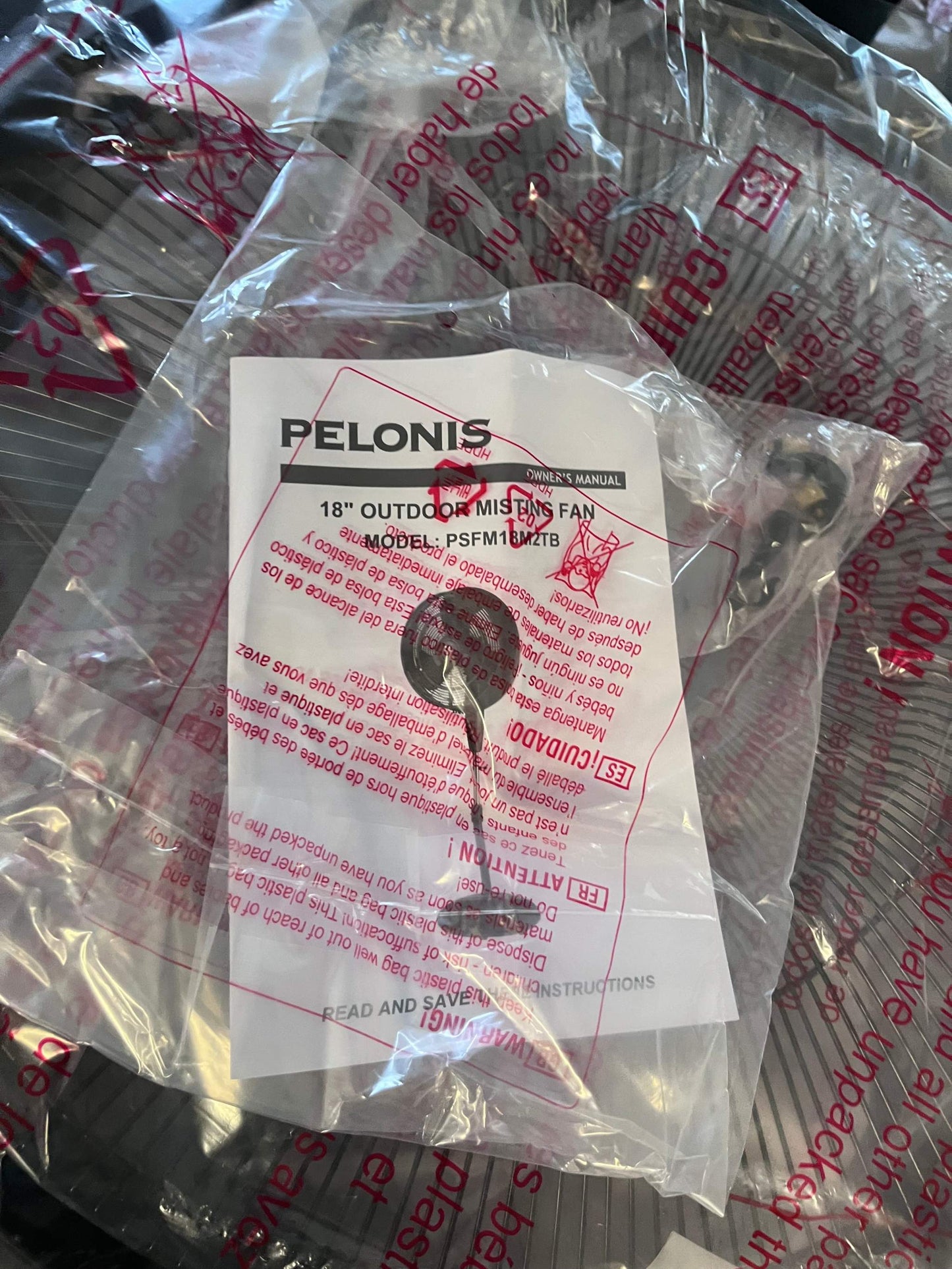 Open Box Pelonis 18 in. 3 Speeds Outdoor Misting Pedestal Fan in Black with 80° Oscillation 1600 CFM for up to 500 sq. ft