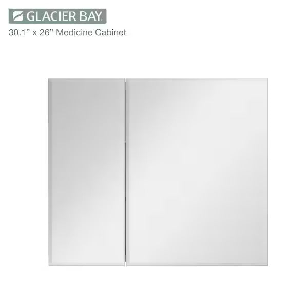 Open Box Glacier Bay 30 in. W x 26 in. H Rectangular Wood Composite Medicine Cabinet with Mirror