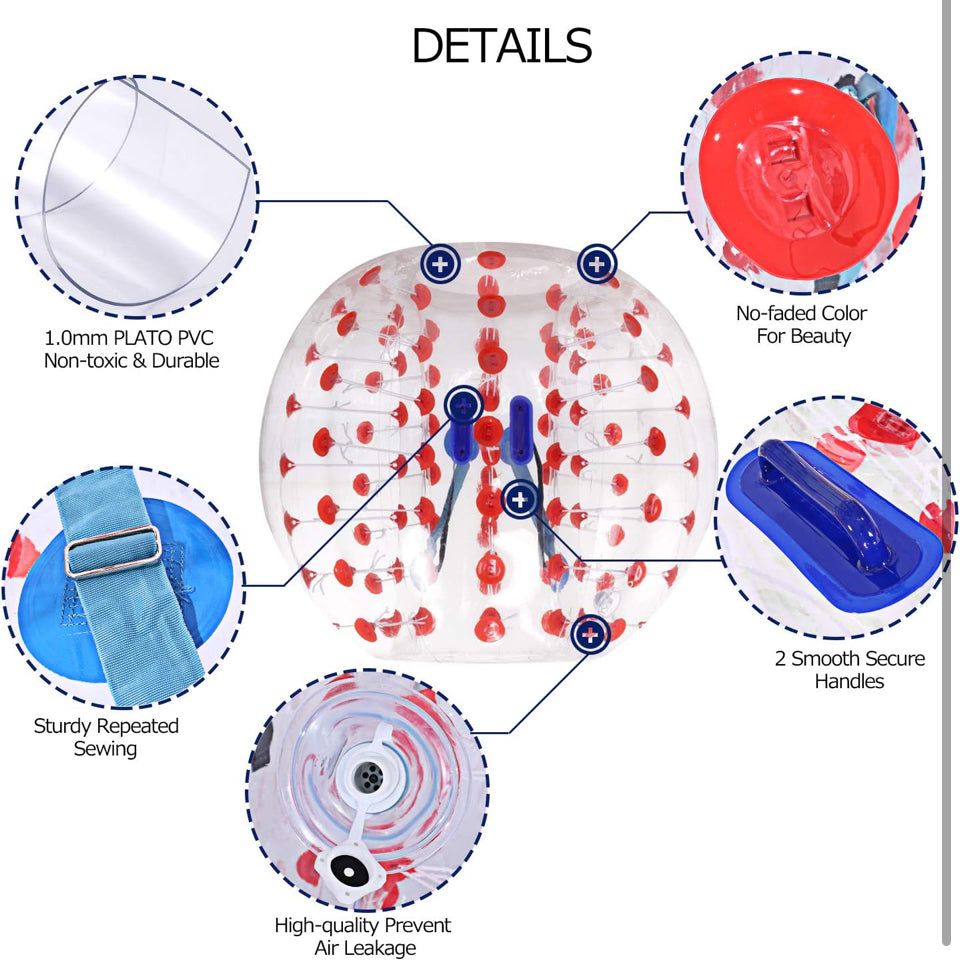 Open Box YUEBO Bumper Bubble Soccer Balls for Teens/Adults, Body Zorb Ball Dia 4FT/5FT(1.2m/1.5m) 1 Pack