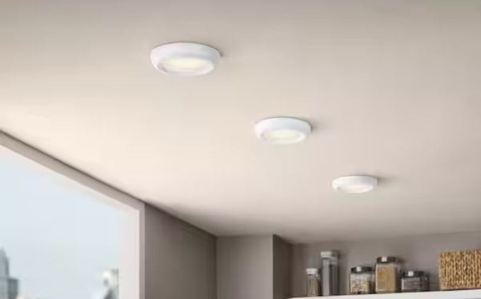 Open Box Commercial Electric (6 in. LED Flush Mount Light Fixture 800 Lumens Soft White 3000K Dimmable J-Box Compatible For Sensitive Eyes (6-Pack)
