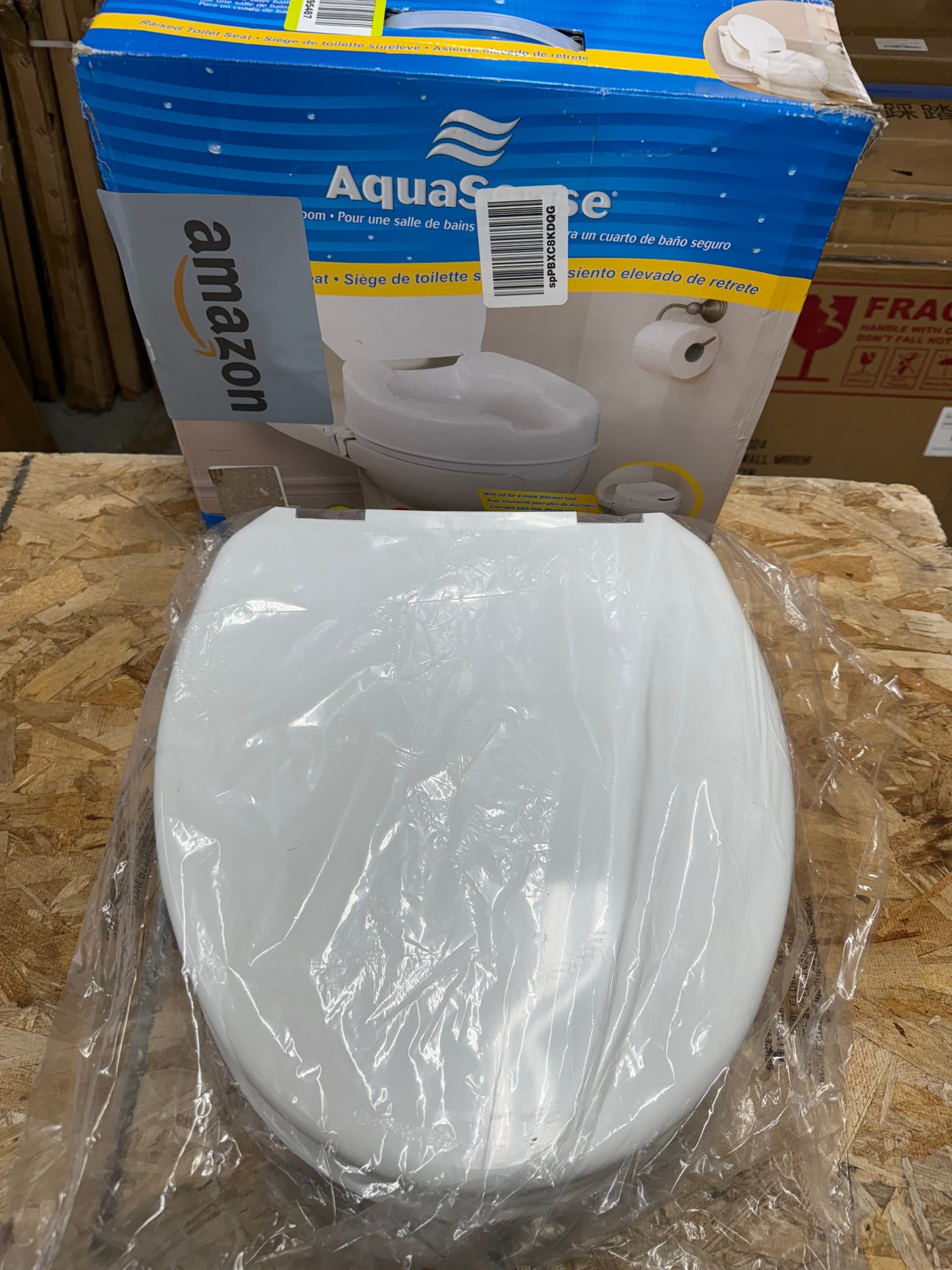 Drive Medical 770-626 AquaSense Raised Toilet Seat with Lid, Standard Seat, White