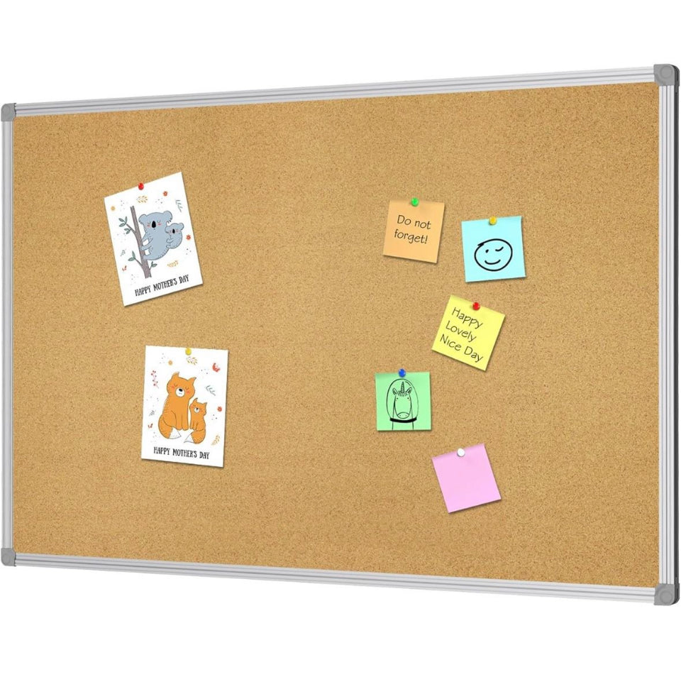 Lockways Cork Board Bulletin Board, Double Sided Corkboard 36" x 24", Wall-Mounted Aluminum Framed Message Presentation Notice Board 3 x 2