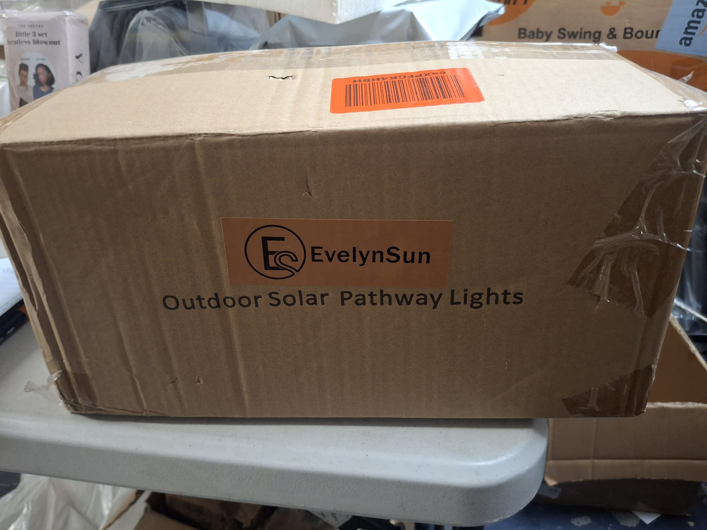 Open Box EVELYNSUN Solar Outdoor Lights Waterproof, Bright Solar Pathway Lights for Walkway Yard Backyard Lawn Patio Driveway Decorative(6 Pack)