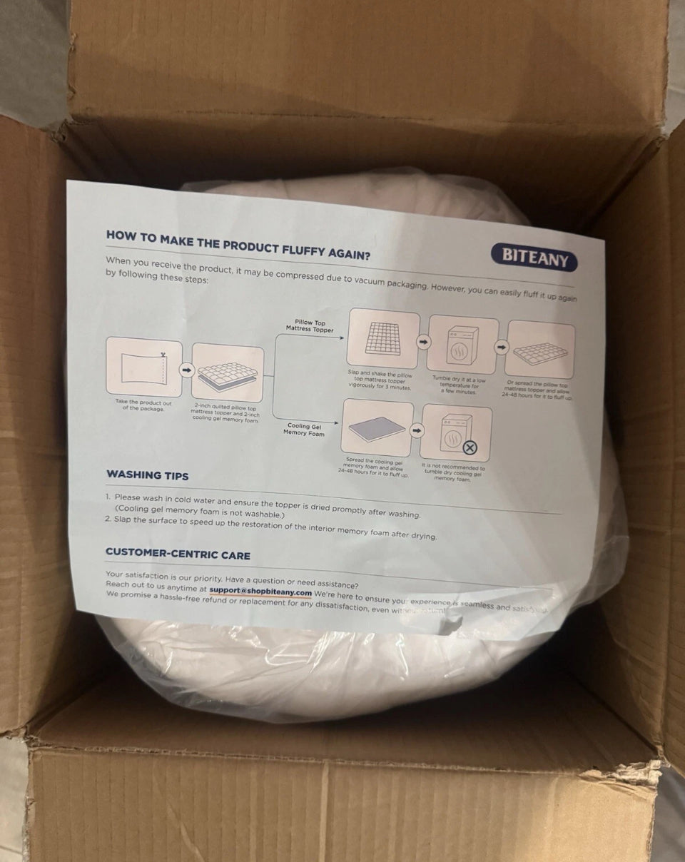 Open Box Dual Layer Memory Foam Mattress Topper for Pain Relief with 2X Support, 2" Fluffy Pillow Top Queen Mattress Topper Plus 2" Odor-Free Cooling