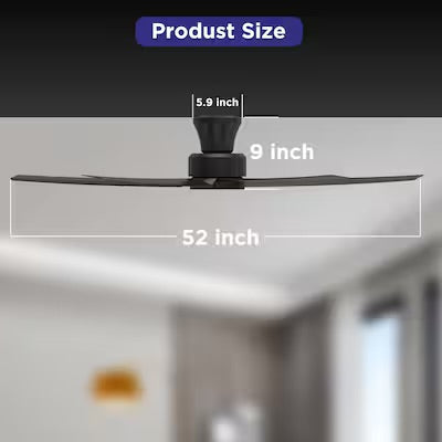 Open Box ocioc WFIVE 52-in Integrated LED Flush Mount Matte Black with Matte Black