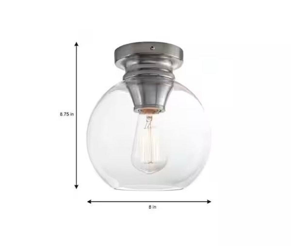 Open Box Home Decorators Collection Evelyn 8 in. Contemporary Brushed Nickel Medium-Base (E26) Bulb Flush Mount for Kitchens