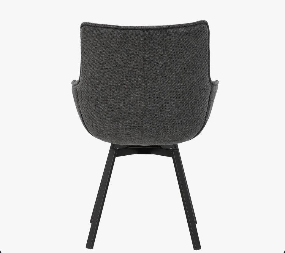 George Oliver Heid Swivel Fabric Dining Chair with Steel Legs