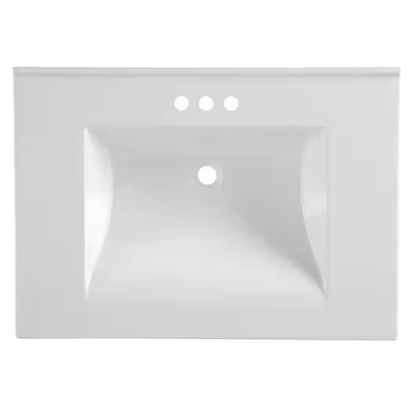 Open Box Glacier Bay 31 in. W x 22 in. D Cultured Marble White Rectangular Single Sink Vanity Top in White