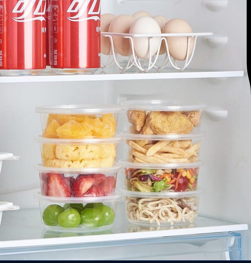 FULING [50 Set - 8 oz. Plastic Deli Food Storage Containers With Lids