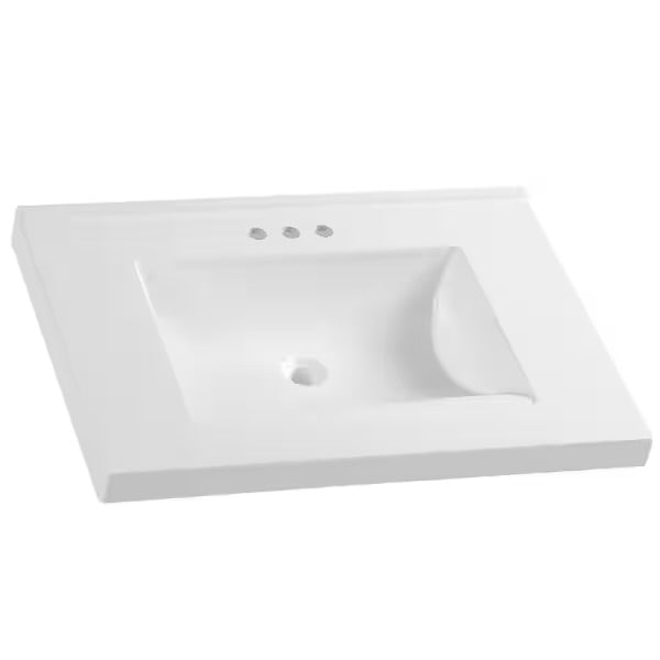 Open Box Glacier Bay 31 in. W x 22 in. D Cultured Marble White Rectangular Single Sink Vanity Top in White