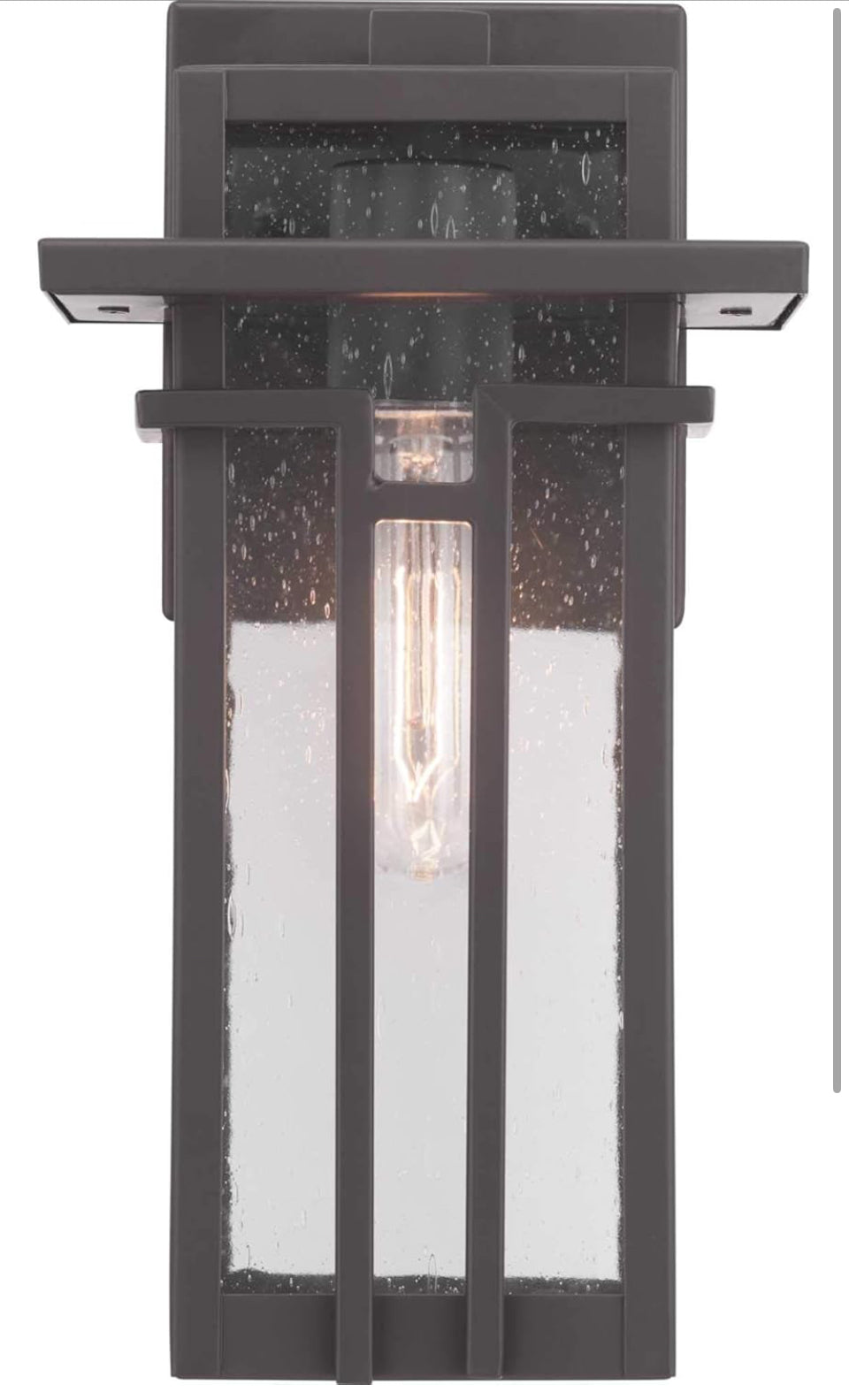 Open Box Progress Lighting Boxwood Collection 1-Light Clear Seeded Glass Craftsman Outdoor Small Wall Lantern Light Antique Bronze, 11.75x6.25x6.25