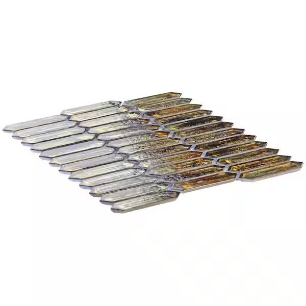 New Sealed Ivy Hill Tile Fargin Golden Crust Elongated Hexagon 12 in. x 10 in. x 7mm Polished Glass Mosaic Tile (0.82 sq. ft.)