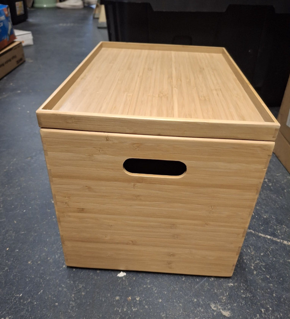 Open Box New BAMOTTO Lidded Bamboo Storage Bins & Box/Cube/Basket, Home Kitchen and Office Storage Boxes with Handles & Stackable for Organizer Table