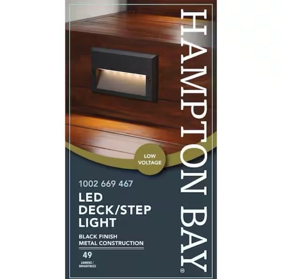 Hampton Bay 49 Lumen 5.5 in. Low Voltage Black Integrated LED Deck Light