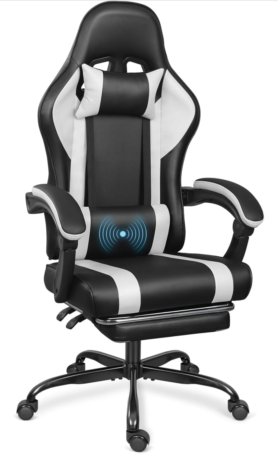 Open Box ERGO DESIGN Gaming Chair with Footrest and Massage Lumbar Support, Height Adjustable Game Chair, Video Gaming Chair for Gaming Room, Living R